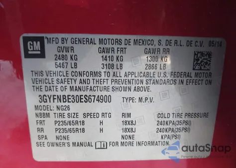 2014 Cadillac Srx Luxury Collection из США, поврежденный, VIN 3GYFNBE30ES674900